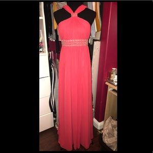 coral flowy prom dress size 4